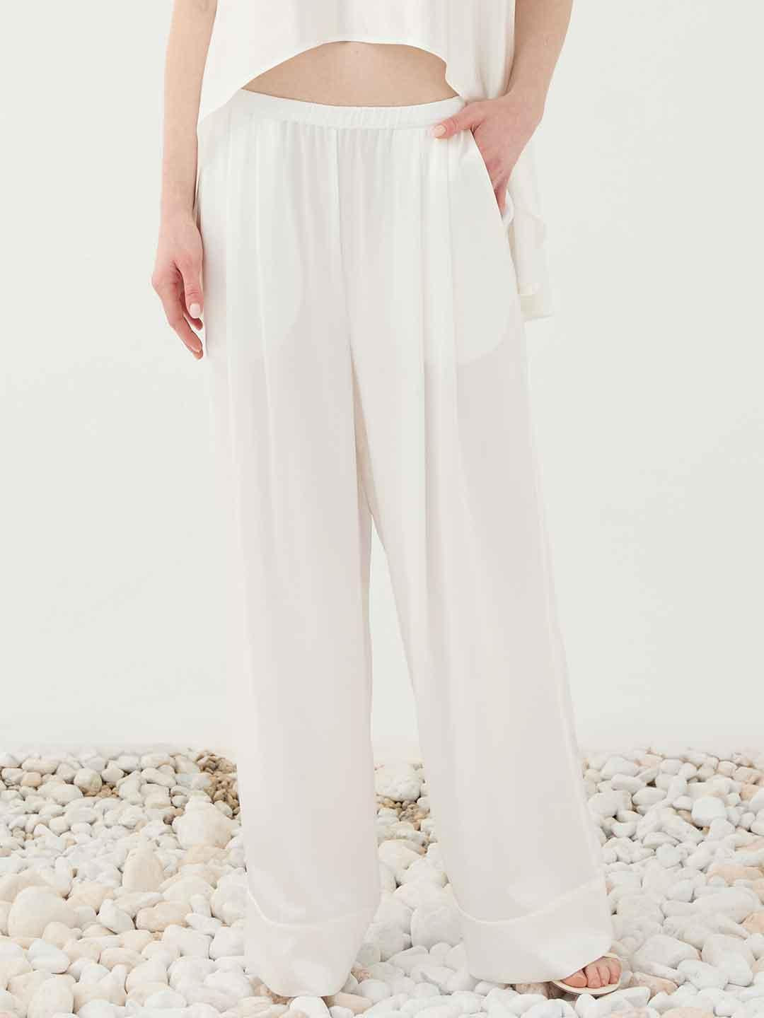 Eleh pantaloni bianco in raso SS260046 BIANCO ELEH 