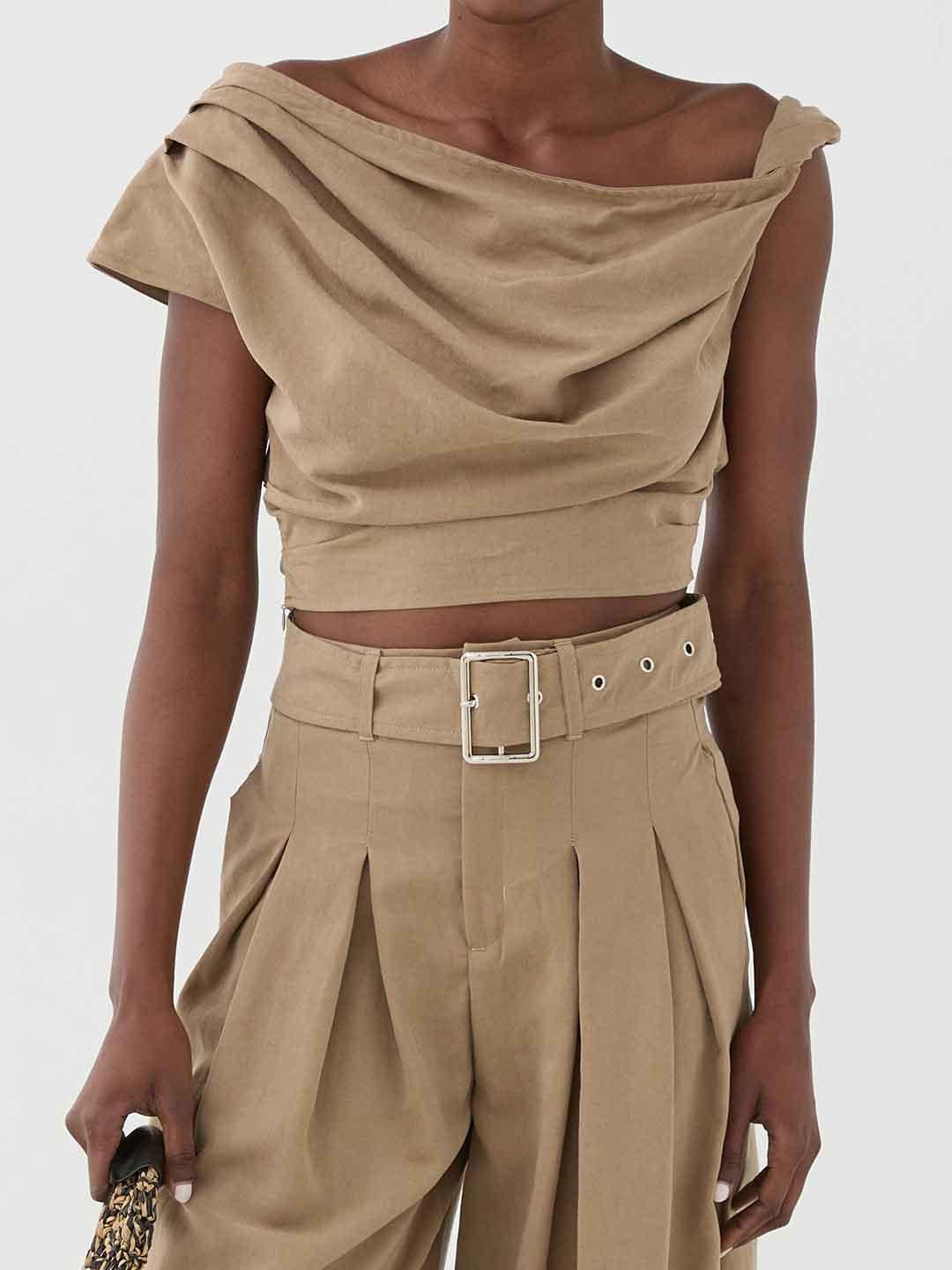 Eleh top beige con zip laterale SS260098 BEIGE ELEH 