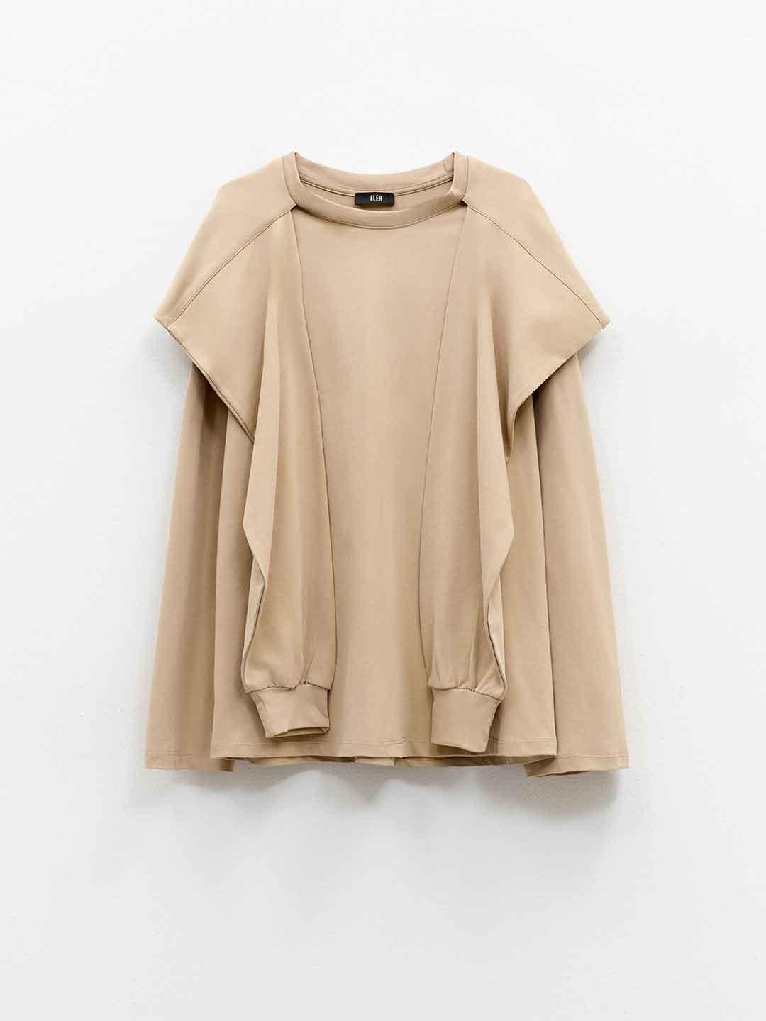 Eleh felpa beige con manica sulle spalle 0358 BEIGE ELEH 