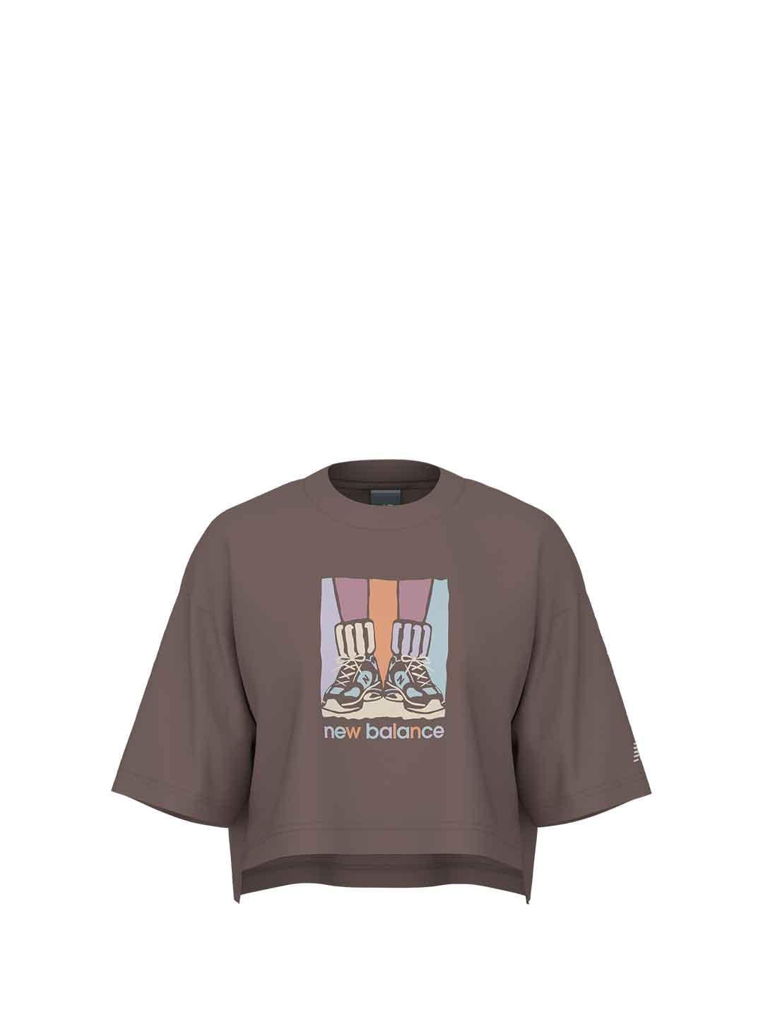 New Balance t-shirt marrone crop WT53904EAS MARRONE NEW BALANCE 