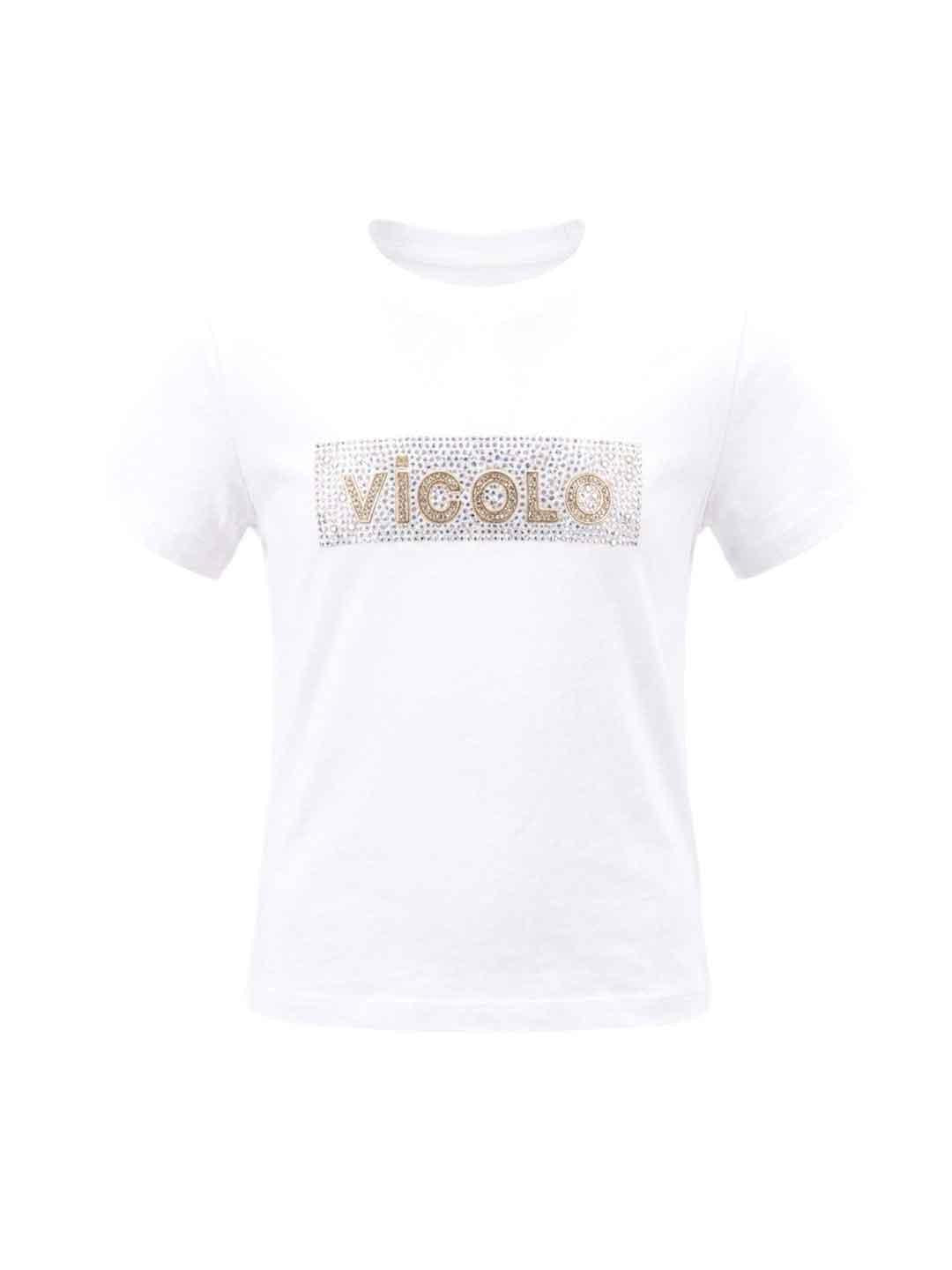 Vicolo t-shirt kids bianco con logo glitter 2-14 anni 3146M00415 BIANCO VICOLO 