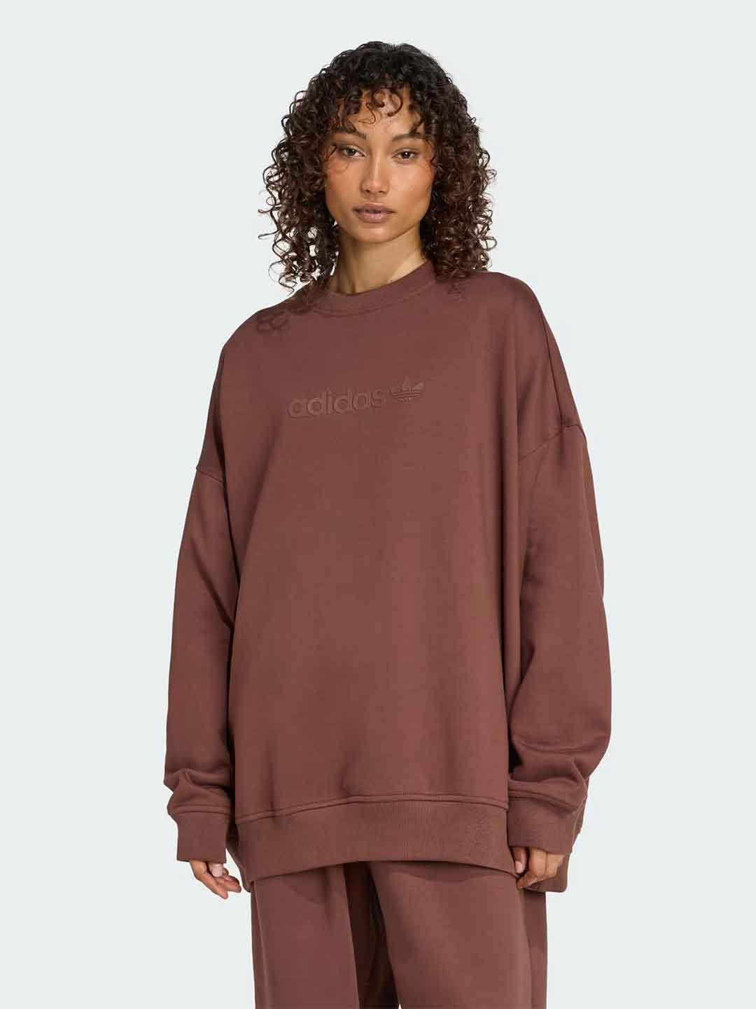 Adidas Essential felpa marrone over JW1018 MARRONE ADIDAS 