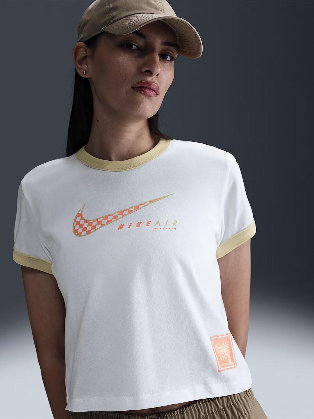 Nike t-shirt bianco crop HQ1707-100 BIANCO NIKE 