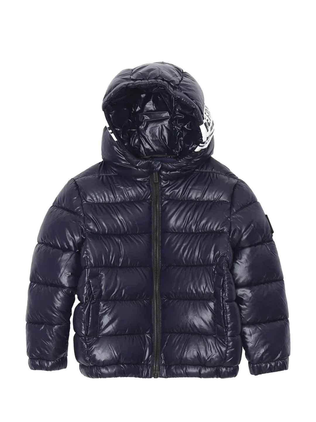 Refrigue piumino kids blu con grafica sul cappuccio 2871O00011 BLU REFRIGUE 