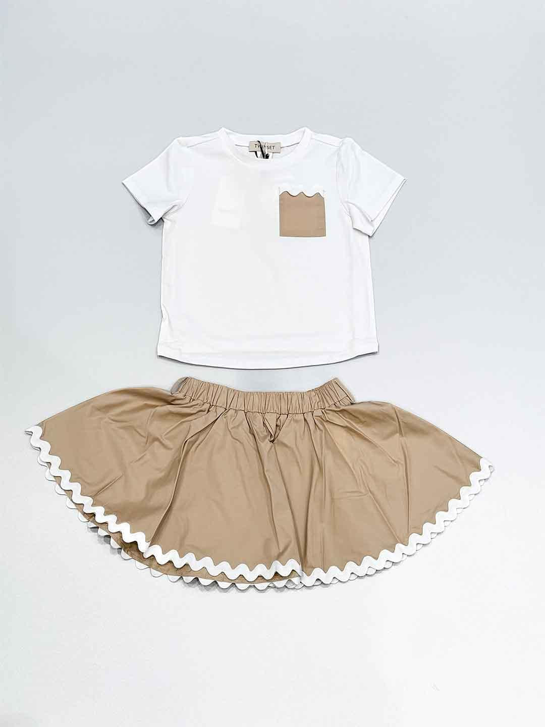 Twinset coordinato kids bianco e beige 18mesi-6 anni 261GB2154 BAINCO TWINSET 