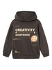 Name It felpa kids marrone con cappuccio grafica Creativity