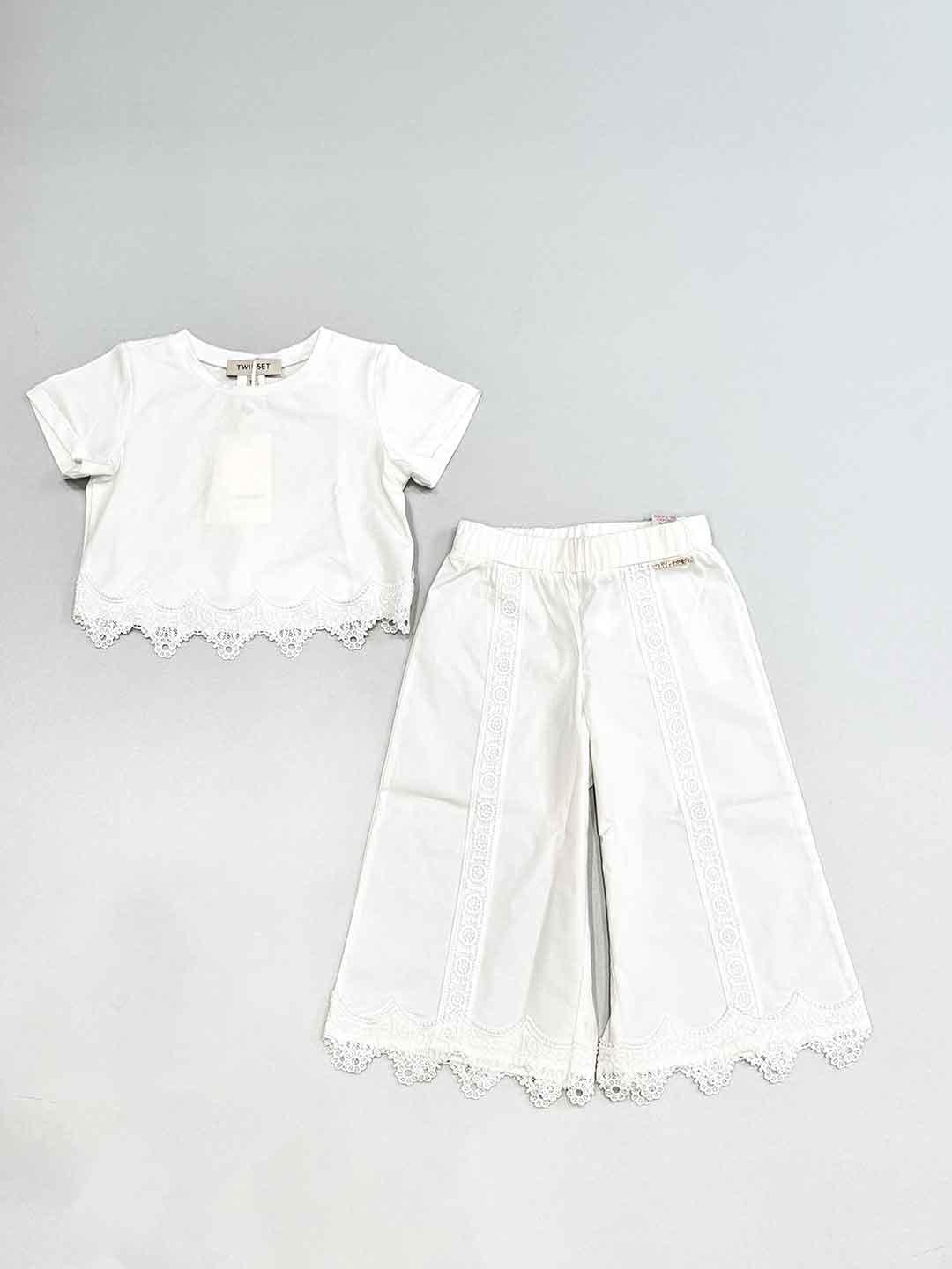 Twinset coordinato kids bianco con orlo in pizzo 18 mesi-6 anni 261GB2023 BIANCO TWINSET 