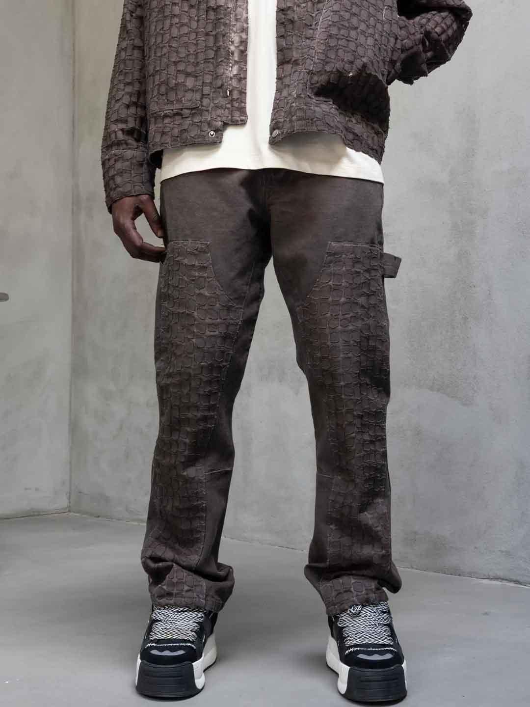 Black Island jeans marrone con motivo geometrico 17428 MARRONE BLACK ISLAND 