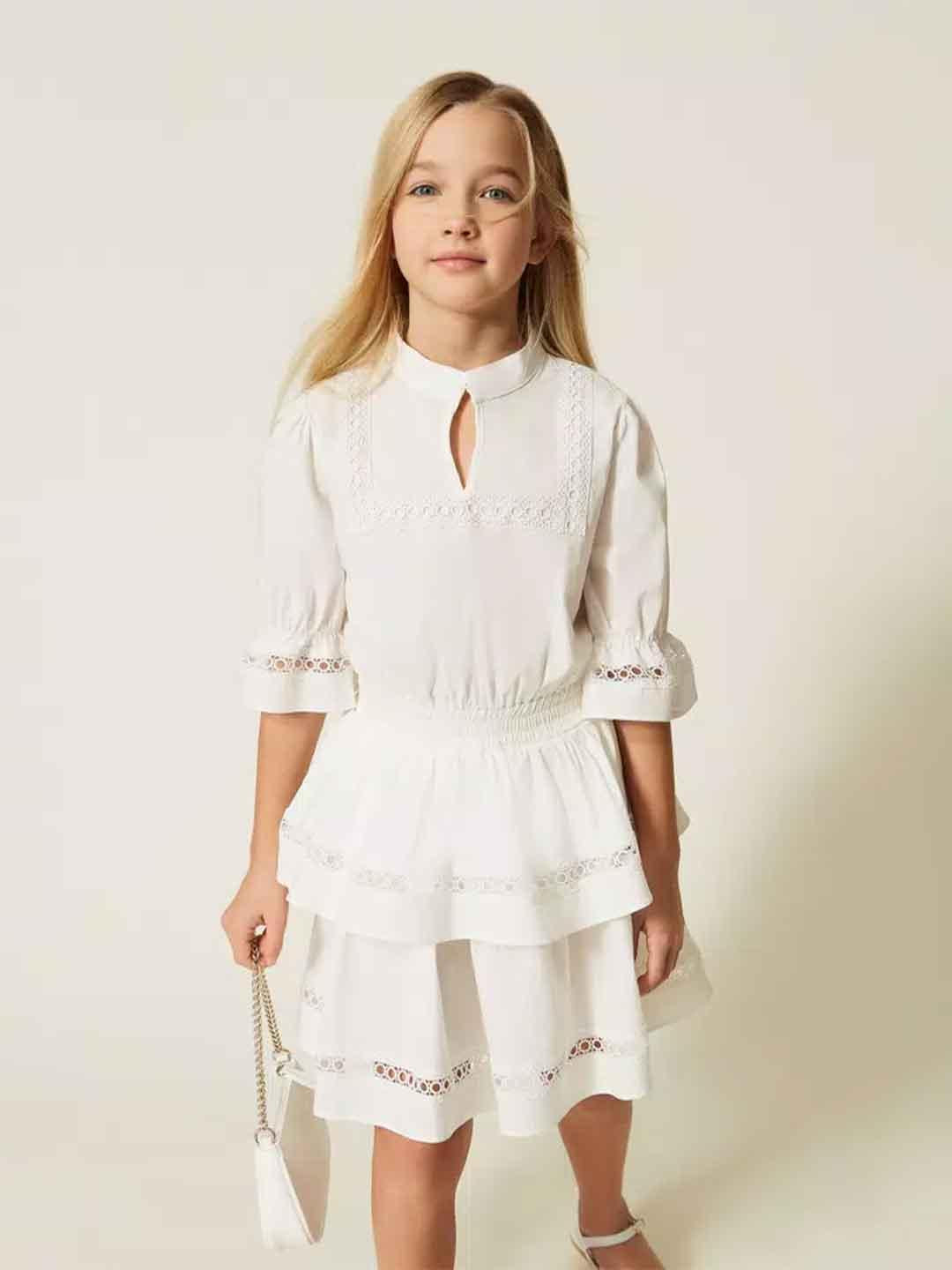Twinset abito kids bianco con pizzo 261GJ2042 BIANCO TWINSET 