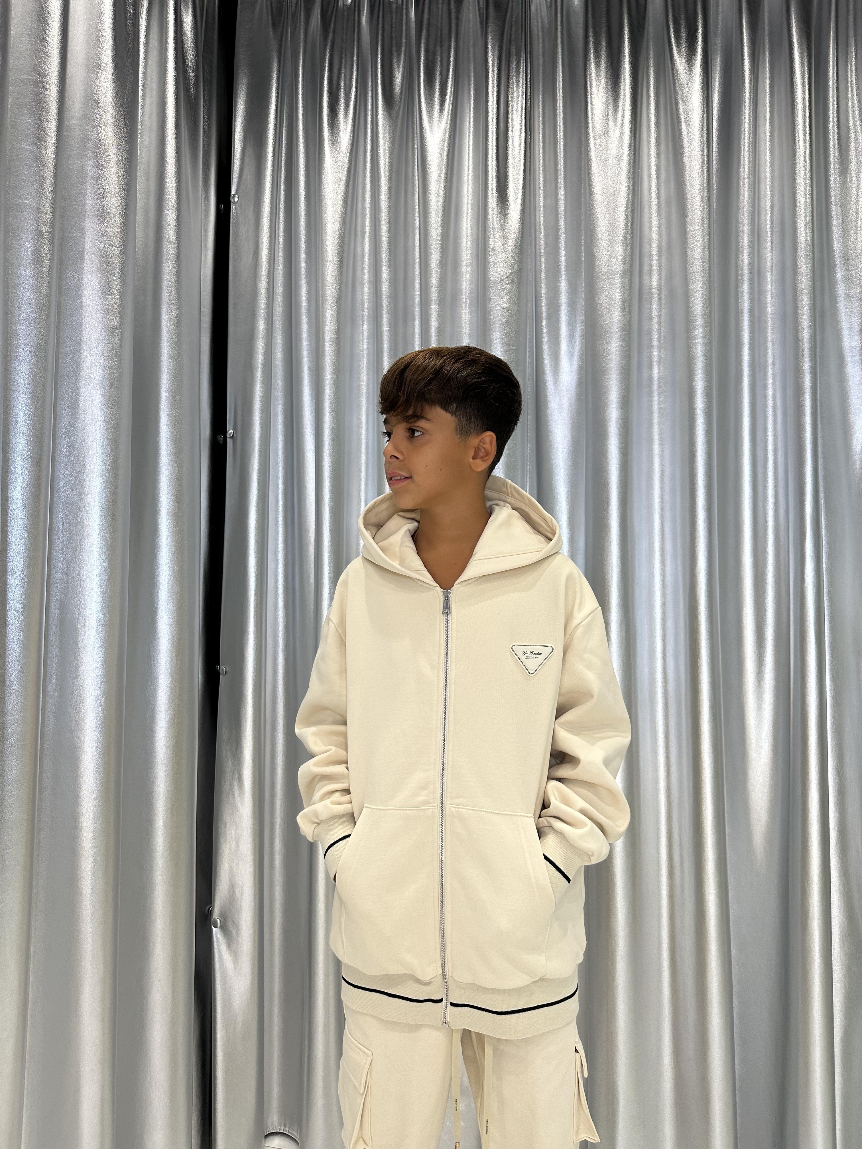 Yes London felpa kids panna con zip JR5062 PANNA YES LONDON 