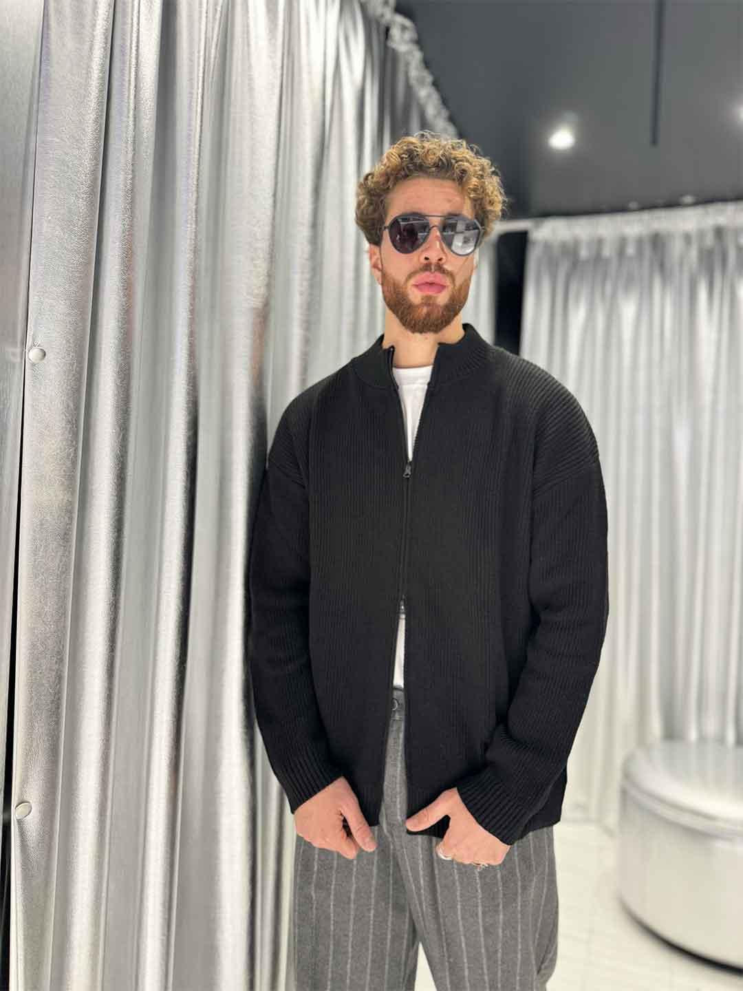 All Or Nothing maglione nero con zip FULLZIP NERO ALL OR NOTHING 