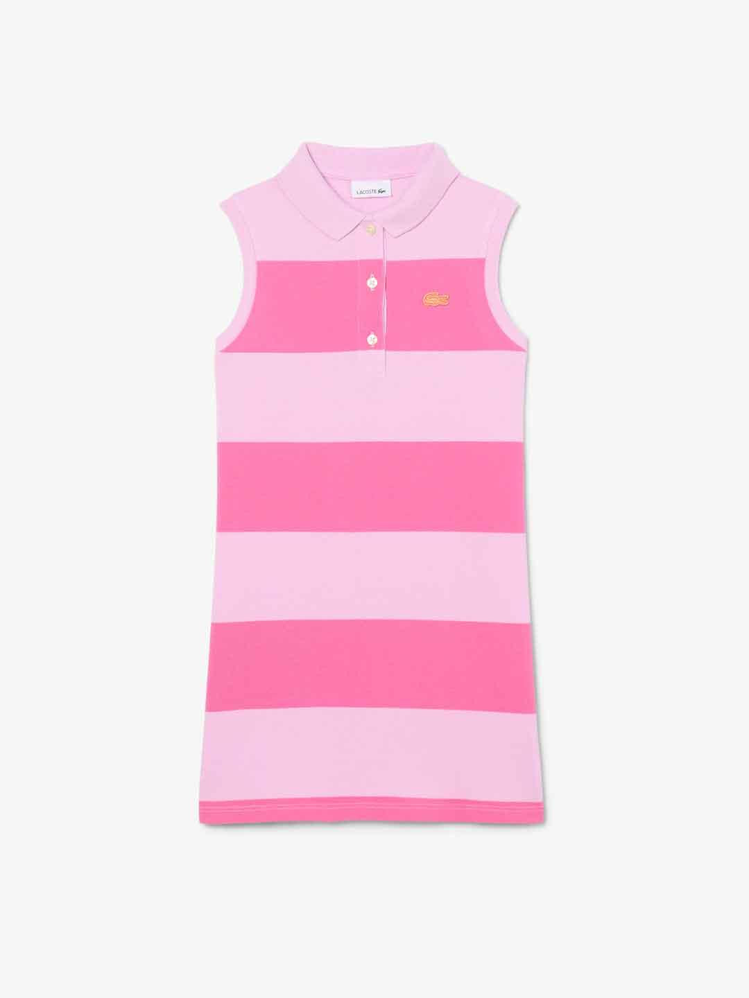 Lacoste abito kids rosa a righe giro manica 8-12 anni 447570 Z4H ROSA LACOSTE 