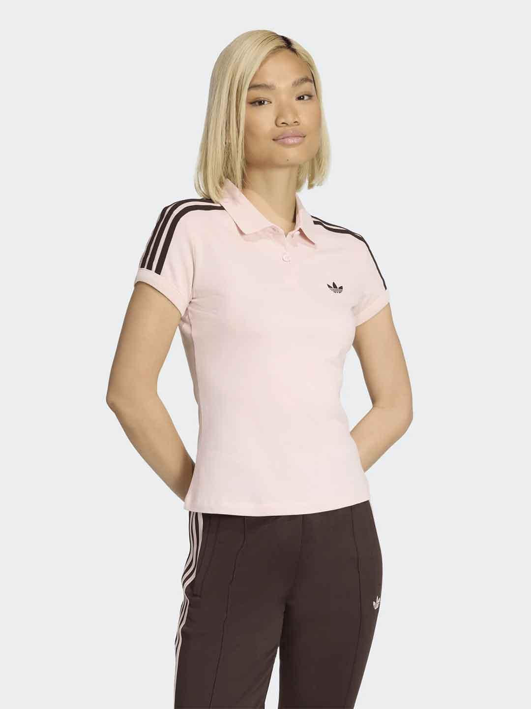 Adidas polo rosa con bande marroni KD3699 ROSA ADIDAS 