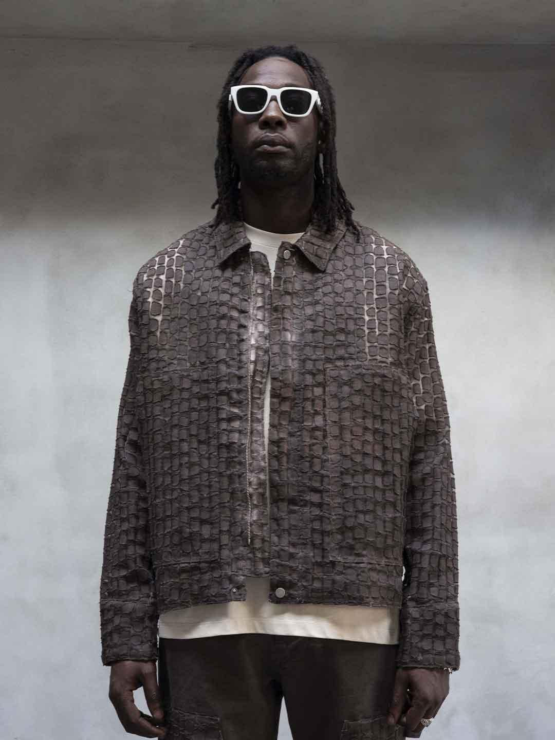 Black Island camicia marrone fantasia geometrica 17426 MARRONE BLACK ISLAND 