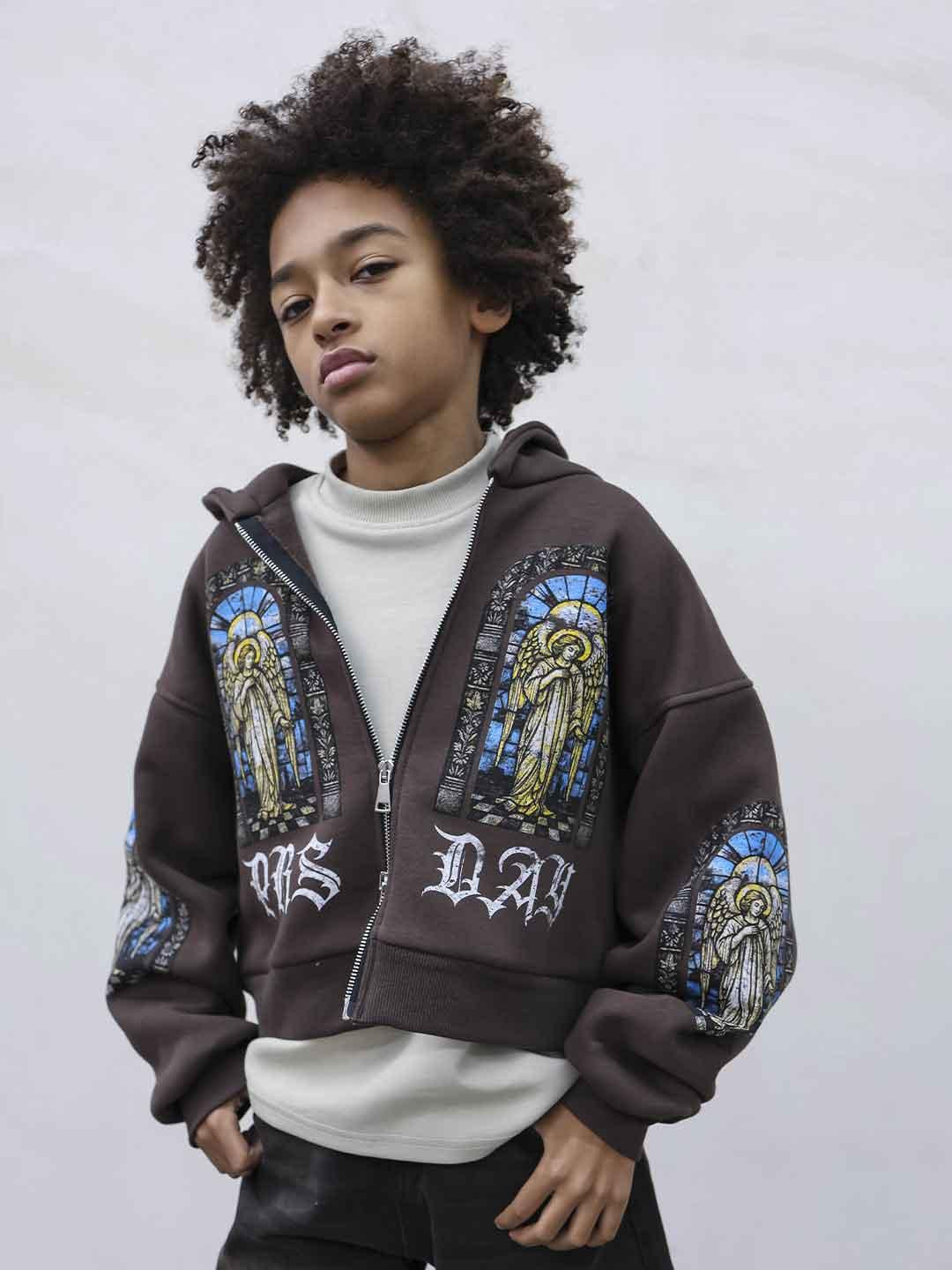 Present Day felpa kids marrone con zip PRB009 MARRONE PRESENT DAY 