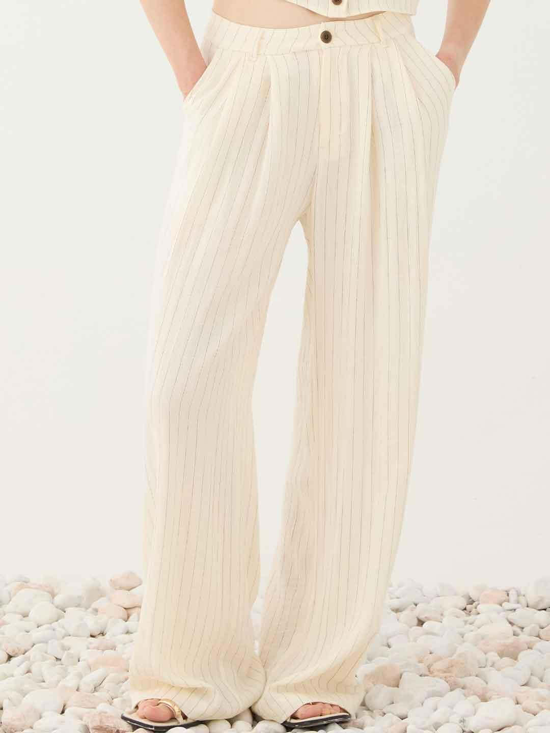 Eleh pantaloni panna con righe nere SS260155 PANNA ELEH 