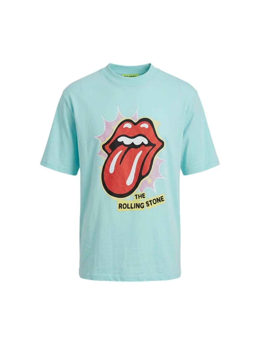 Barock And Roll t-shirt celeste con stampa LINGUA CELESTE BAROCK AND ROLL 