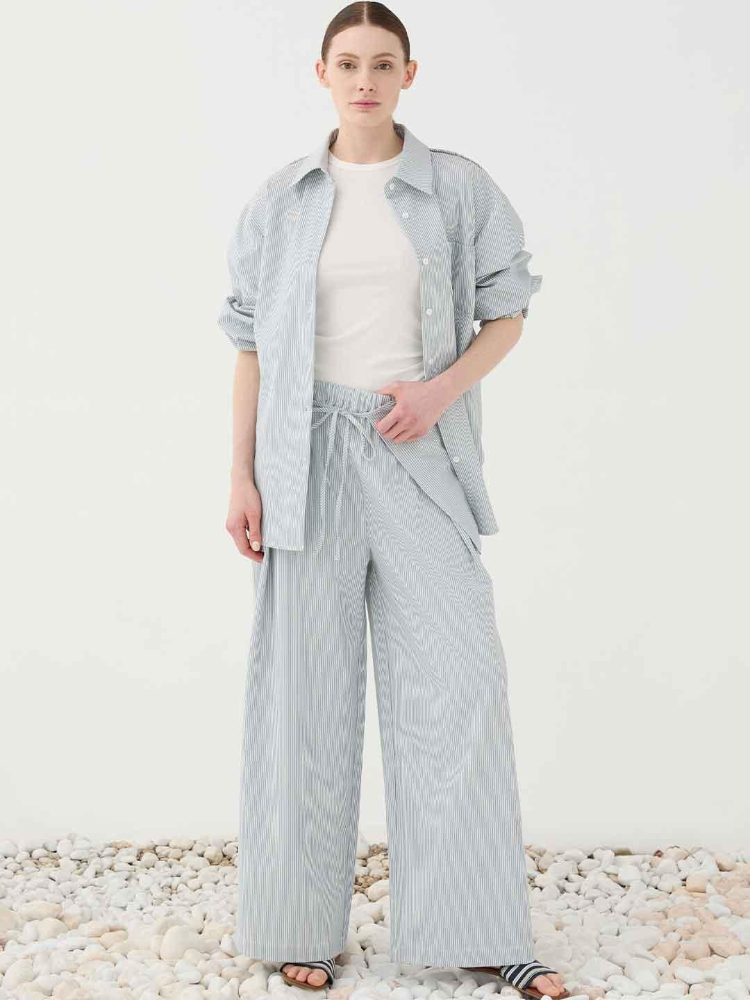 Eleh pantaloni celeste a righe SS260361 CELESTE ELEH 