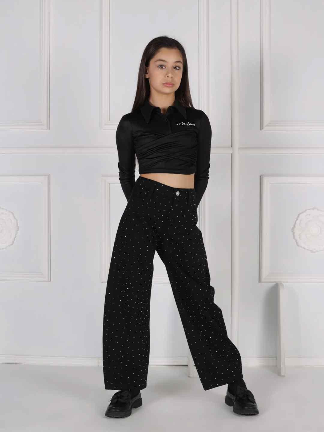 Marc Ellis jeans kids nero con strass JMJPT02189 NERO MARC ELLIS 