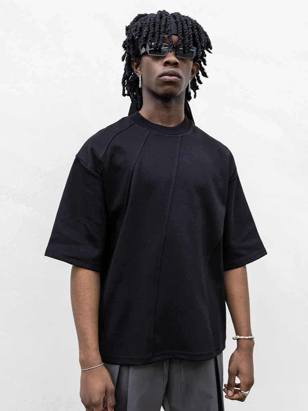 Present Day  t-shirt nero con cuciture PRS117 NERO PRESENT DAY 