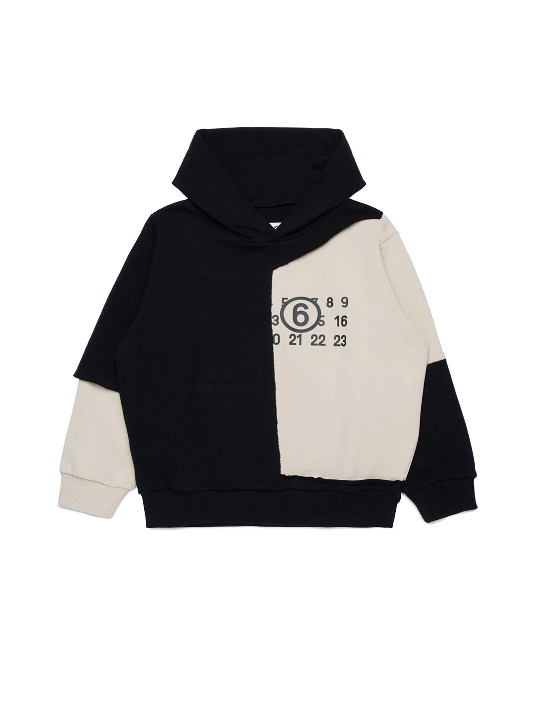 Maison Margiela felpa kids nero e beige con cappuccio M60679 MM02X NERO MAISON MARGIELA 