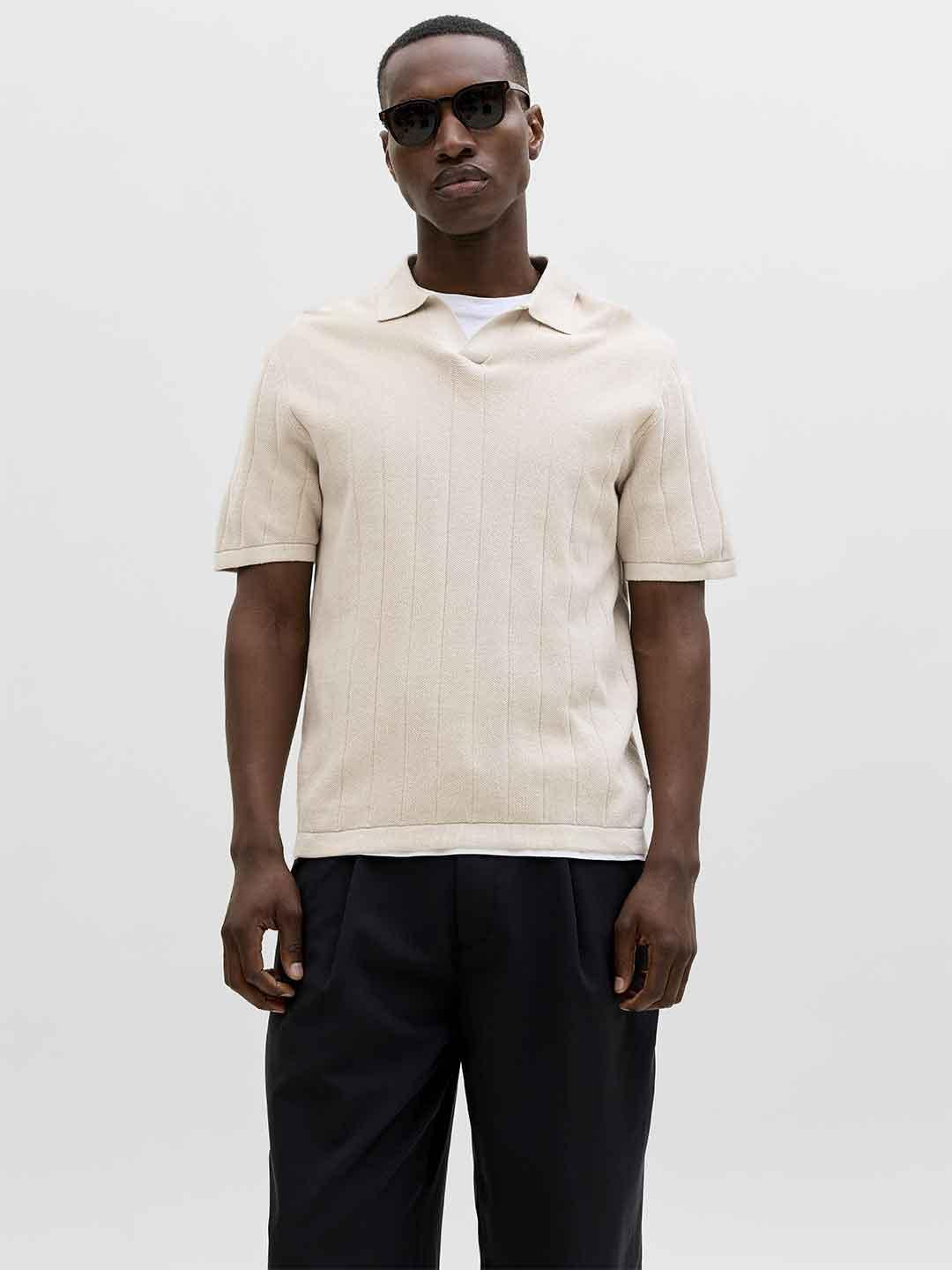 Jack & Jones polo beige in maglia 12288418 BEIGE JACK & JONES 