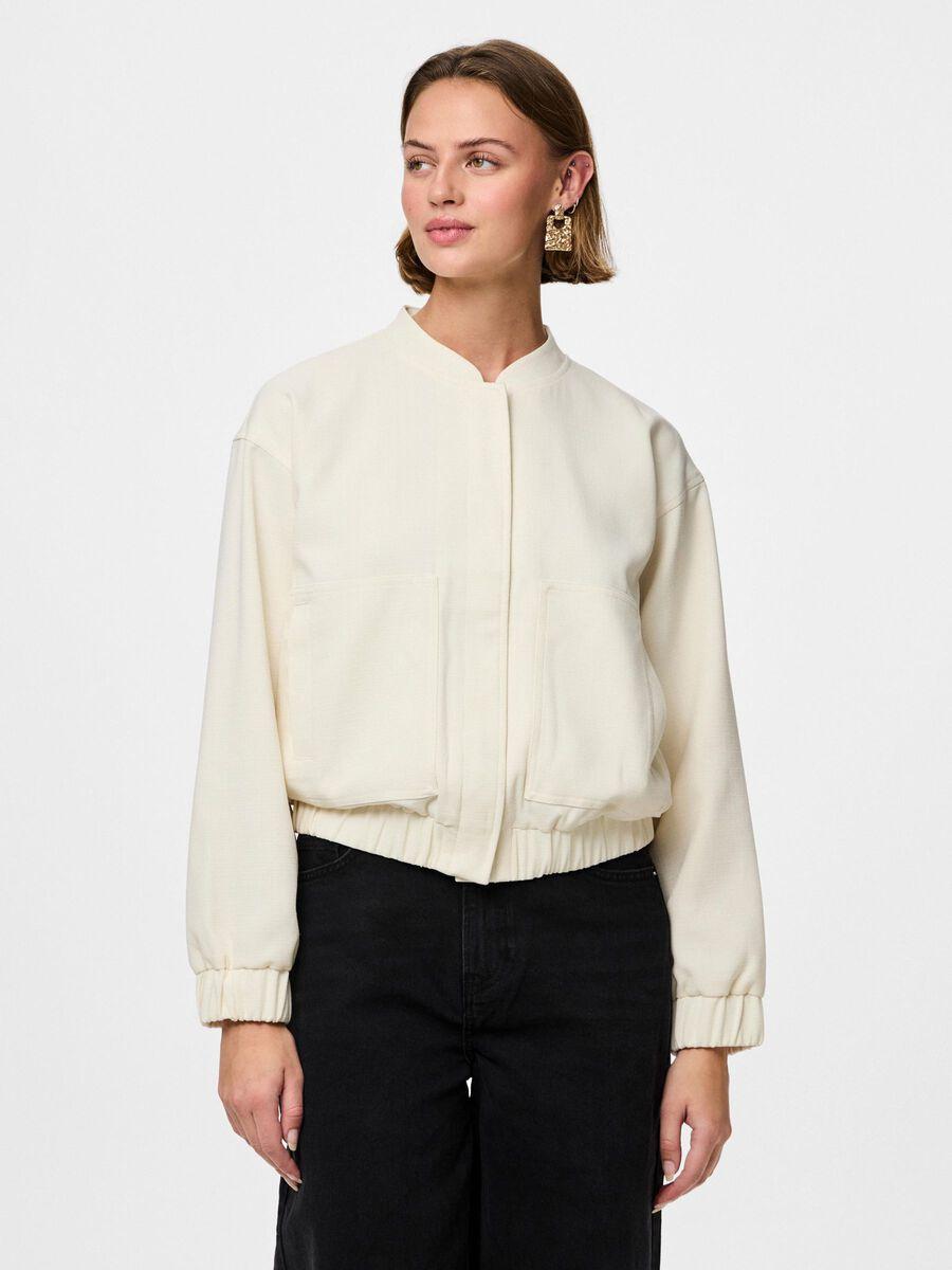 Pieces giubbino panna bomber crop 17150150 PANNA PIECES 