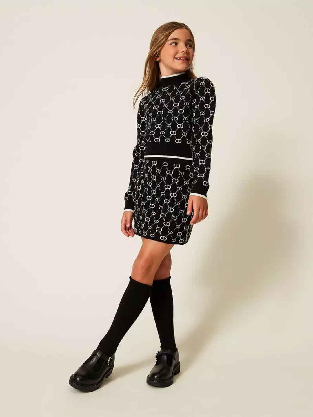 Twinset coordinato kids nero logato 252GJ3022 NERO TWINSET 