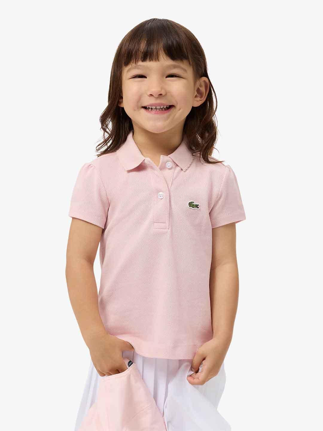 Lacoste t-shirt kids rosa con colletto ondulato 2-7 anni 347426 AL5 ROSA LACOSTE 