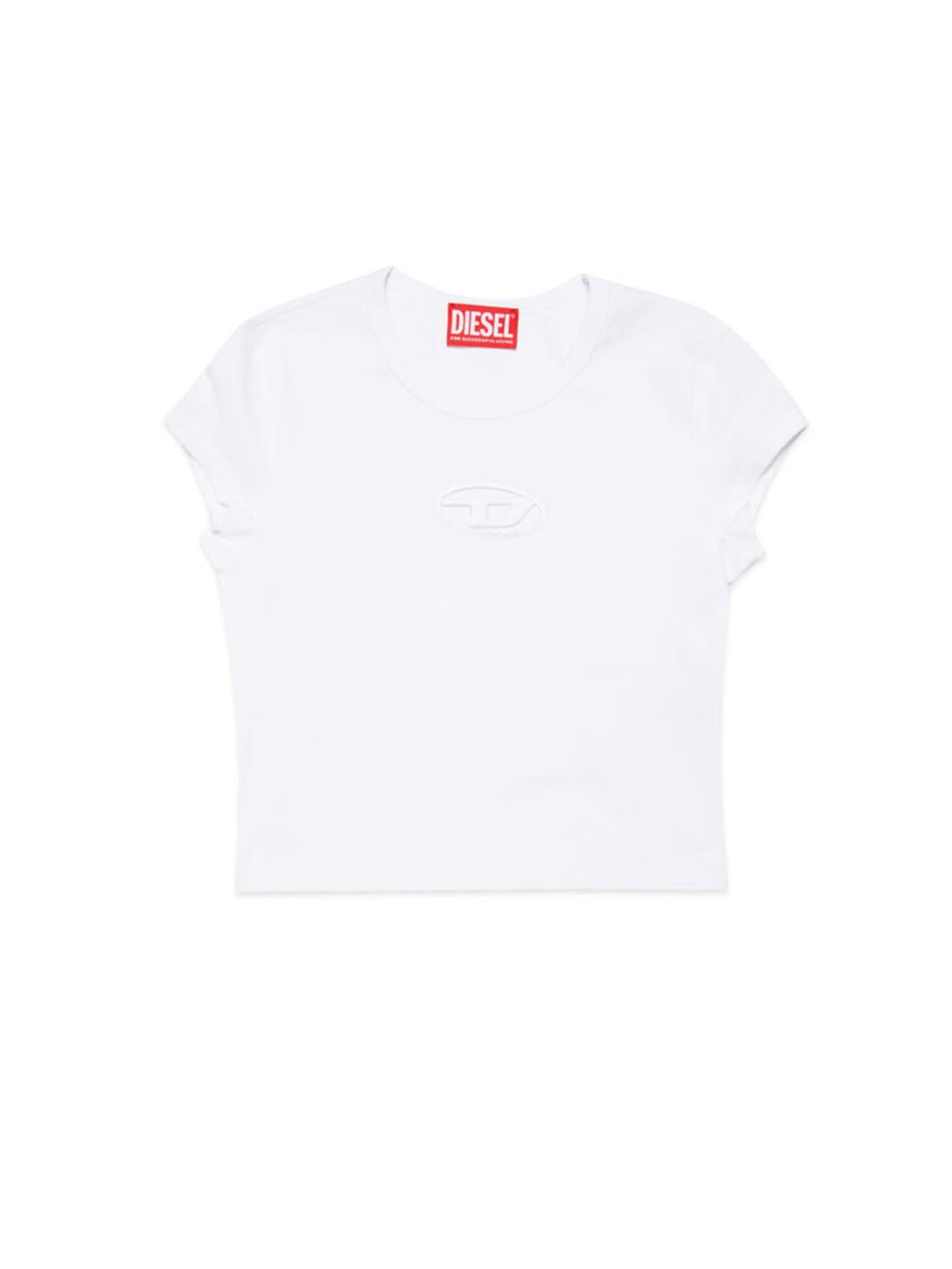 Diesel Tangie t-shirt bianco con logo forato J01830 0AFAA BIANCO DIESEL 