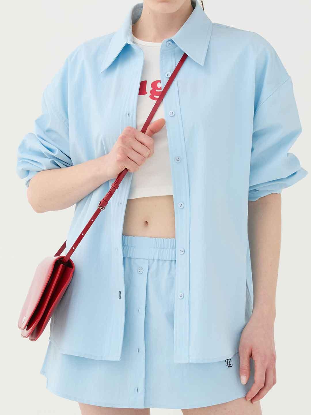 Eleh camicia celeste con ricamo sul retro SS260180 CELESTE ELEH 