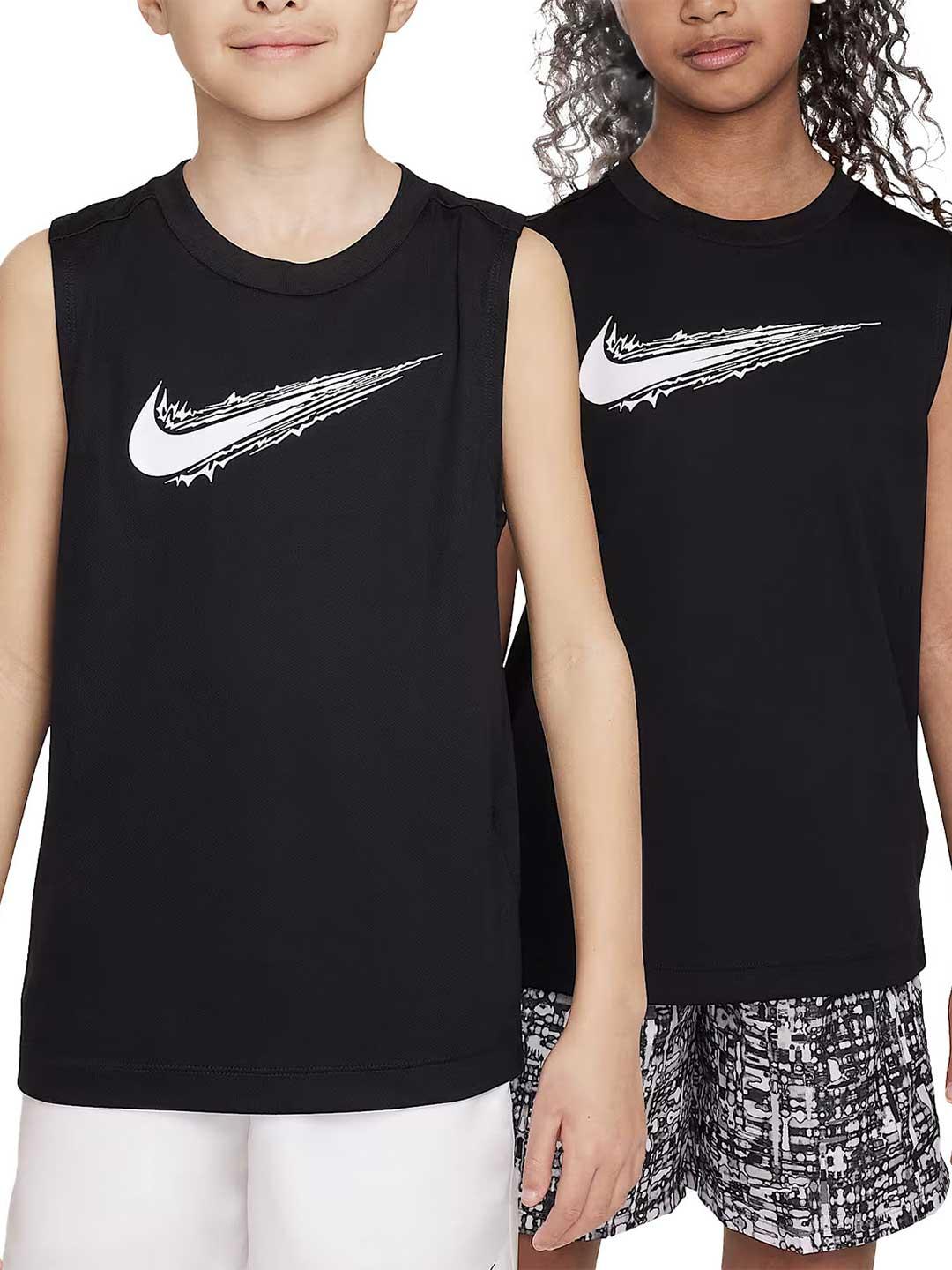 Nike canotta kids nero con logo bianco HF8998-101 NERO NIKE 