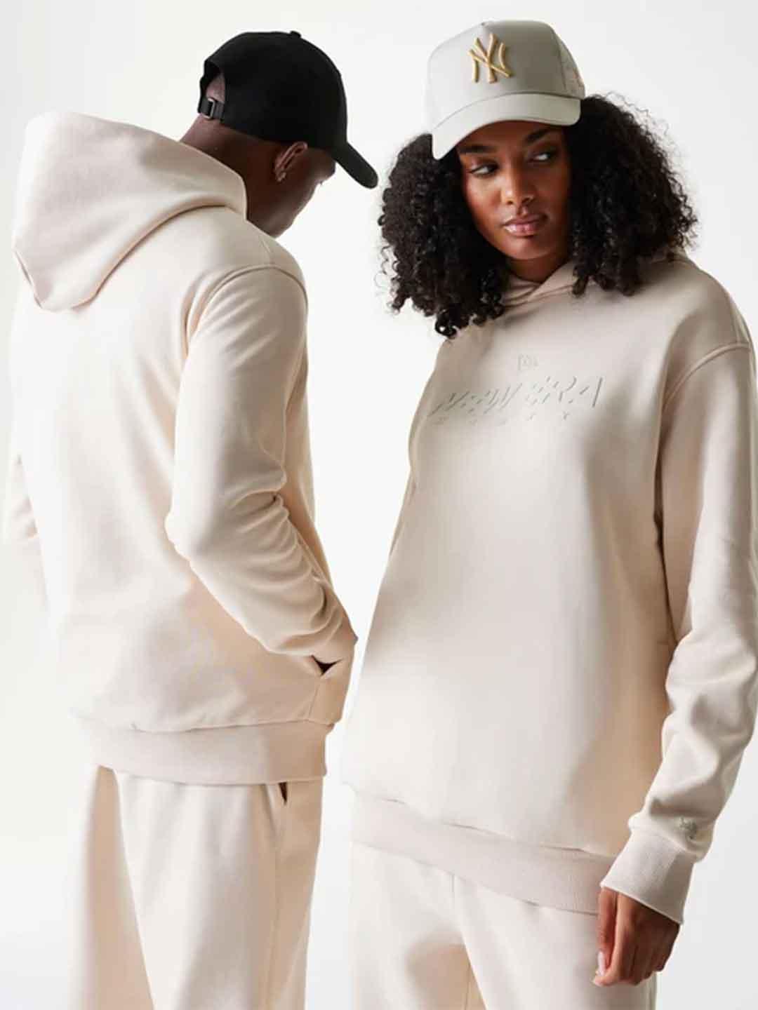 New Era felpa panna over con cappuccio 60684517 PANNA NEW ERA 
