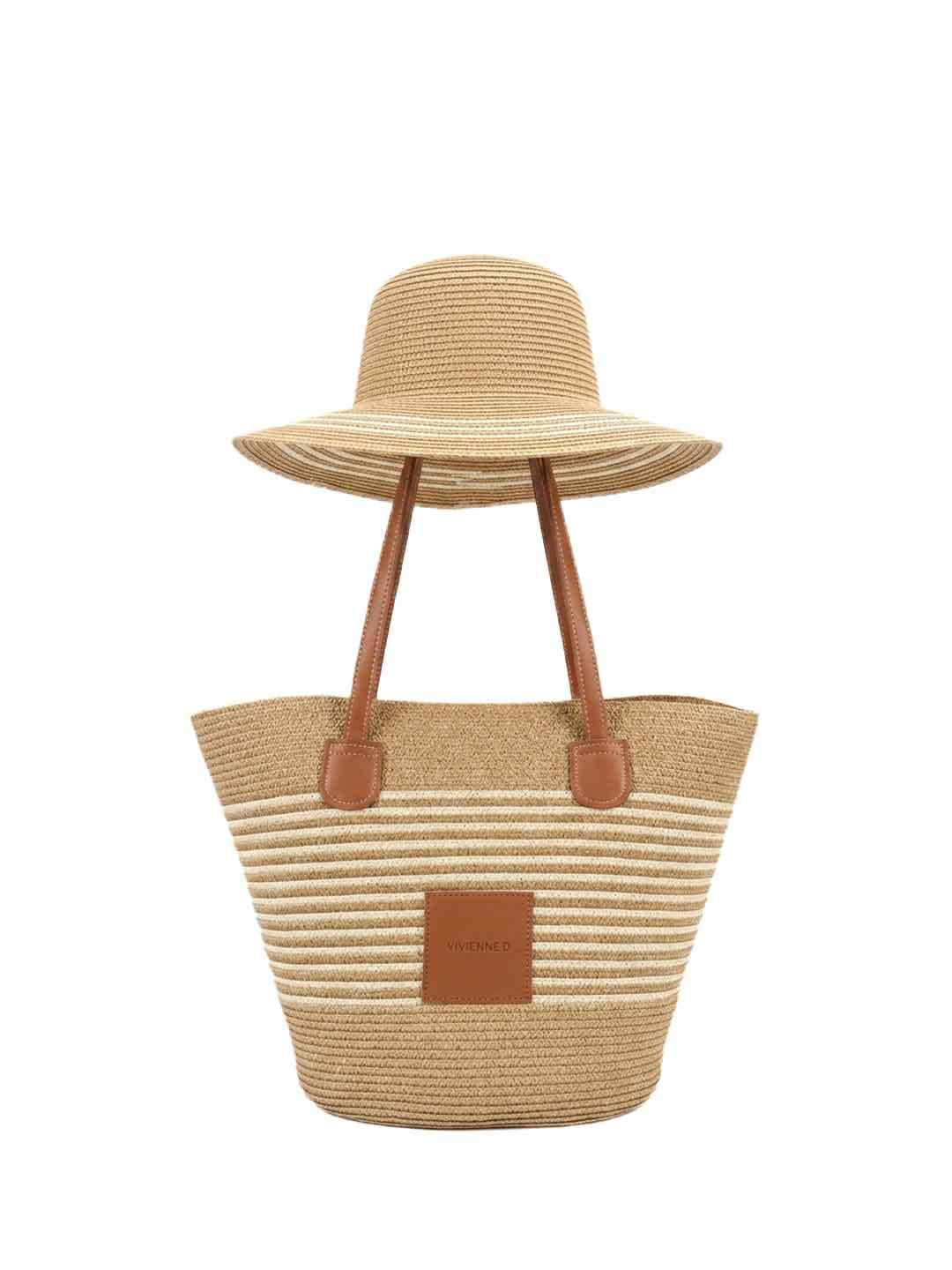 Vivienne D coordinato beige borsa e cappello in rafia VBB274 BEIGE VIVIENNE D 