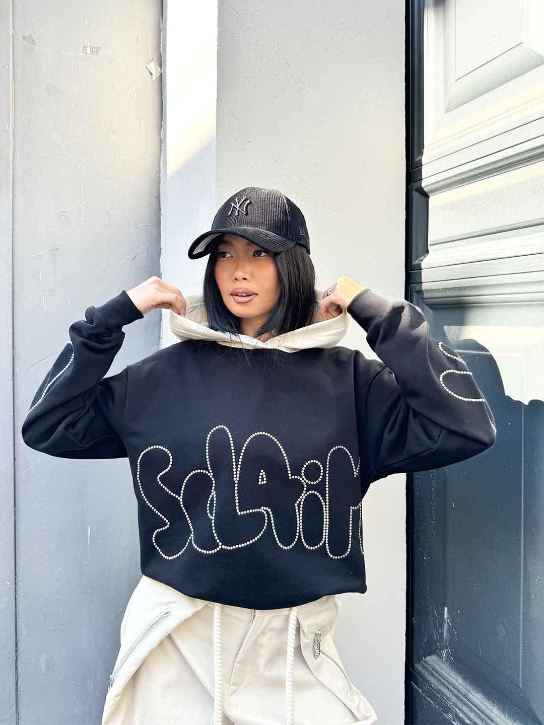 Disclaimer felpa nero e beige 55311 NERO DISCLAIMER 