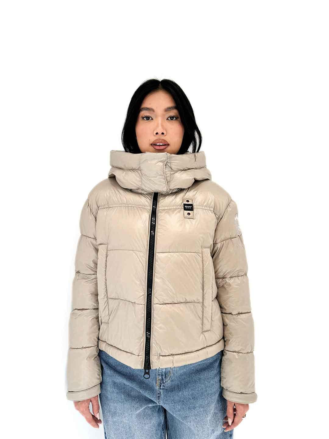 Blauer Gloria Micro Rip piumino beige crop 25WBLDC02170 BEIGE BLAUER 