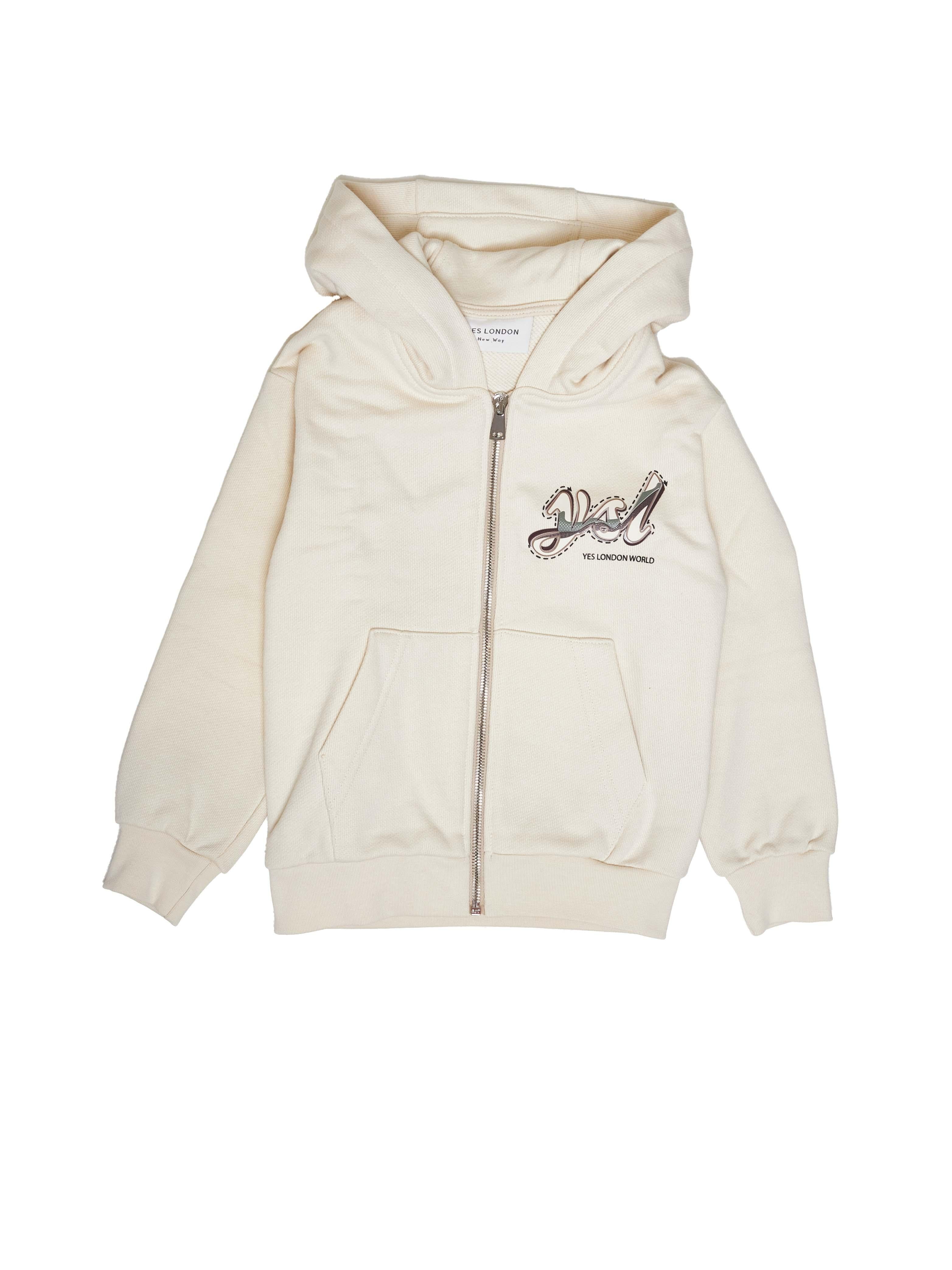 Yes London felpa kids beige con zip JR5083-F BEIGE YES LONDON