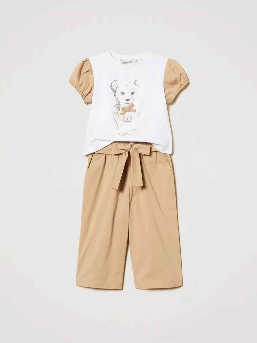 Twinset coordinato kids bianco stampa teddy 2429 BIANCO TWINSET 