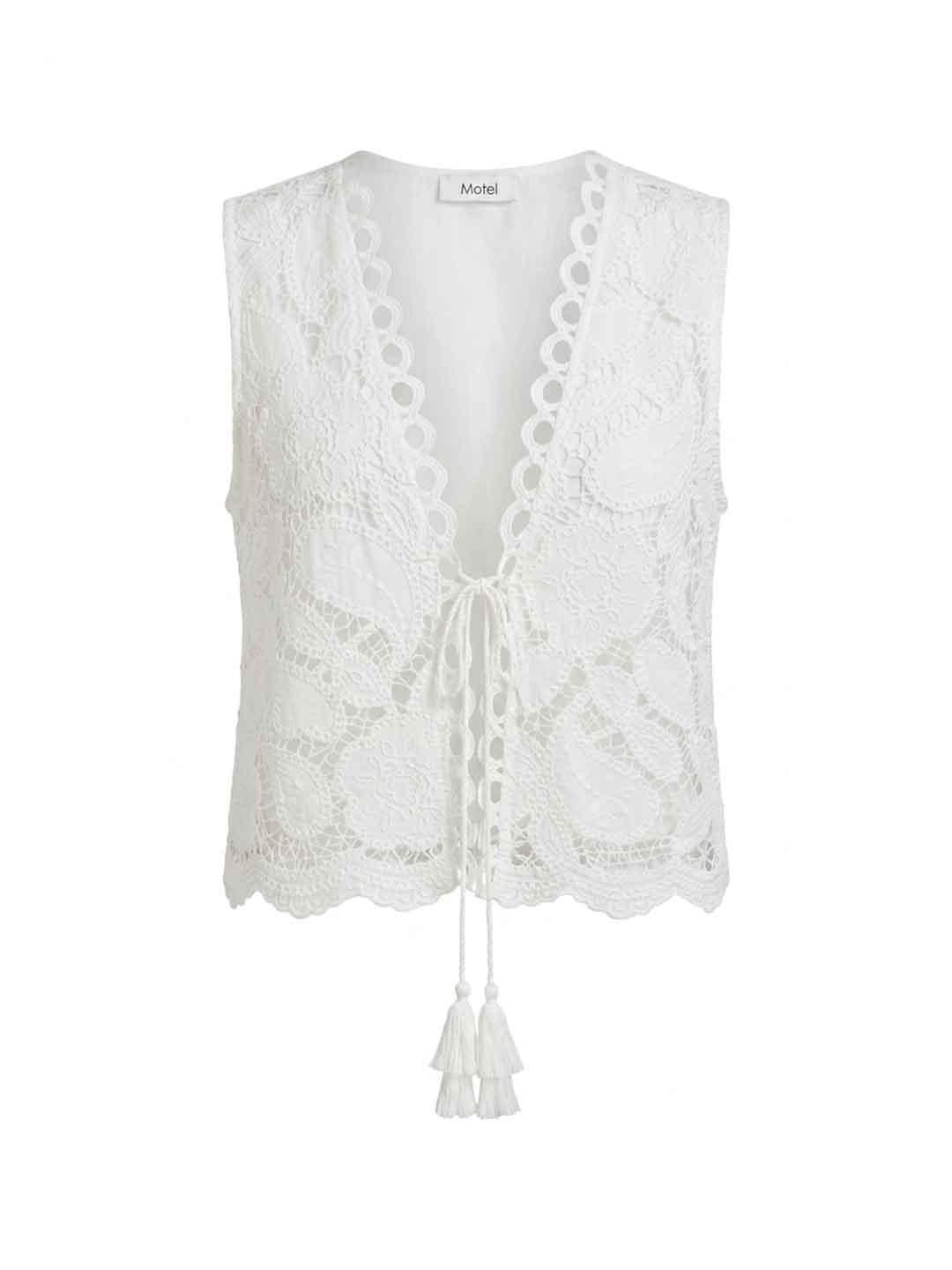 Motel gilet bianco in crochet S26JD67 BIANCO MOTEL 
