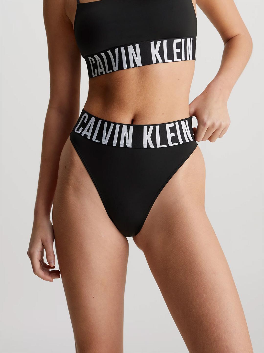 Calvin Klein slip nero vita alta con elastico maxi logato 000QF7639E-UB1 NERO CALVIN KLEIN 