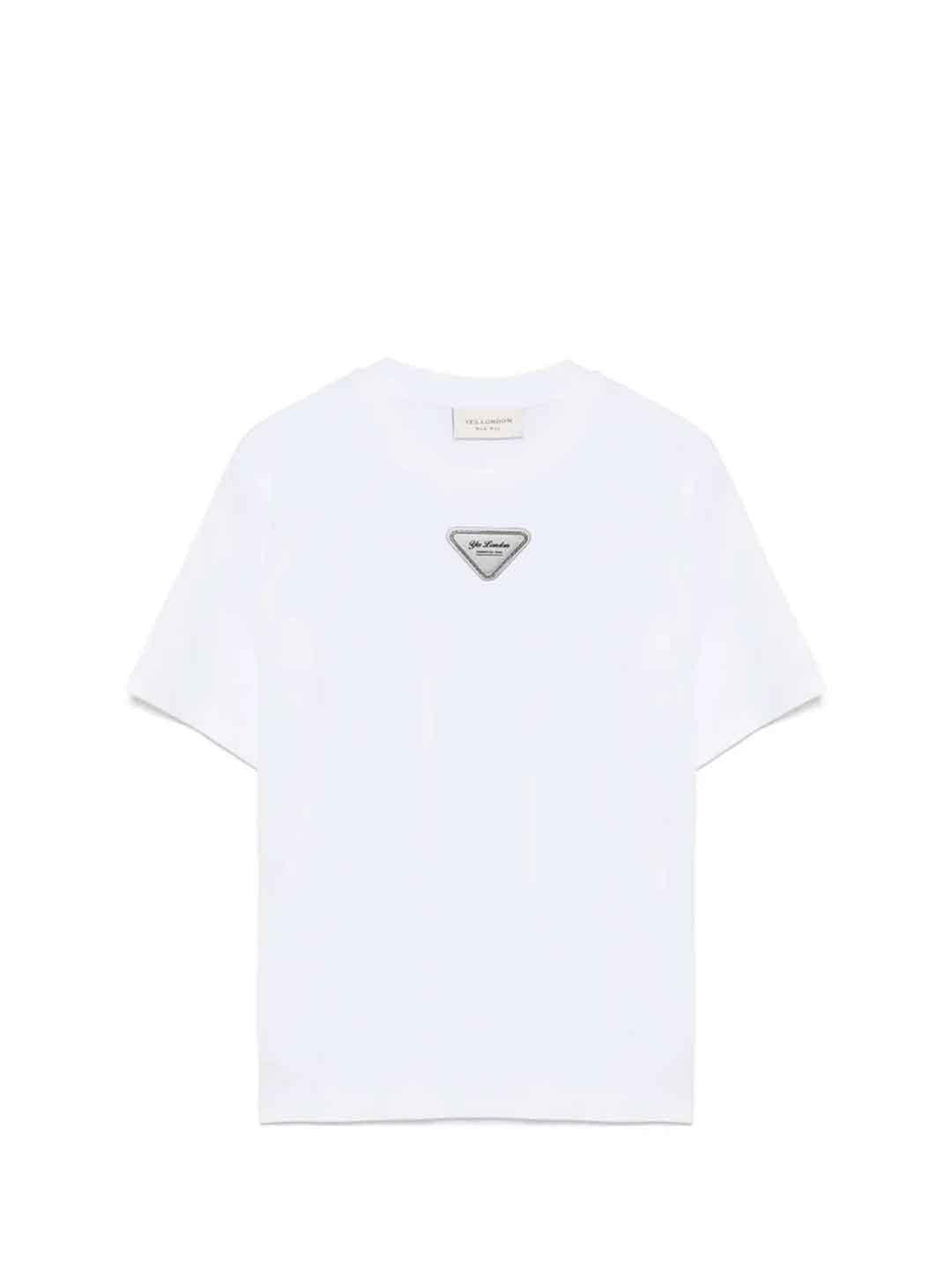 Yes London t-shirt kids bianco con patch logato JR2140 BIANCO YES LONDON 