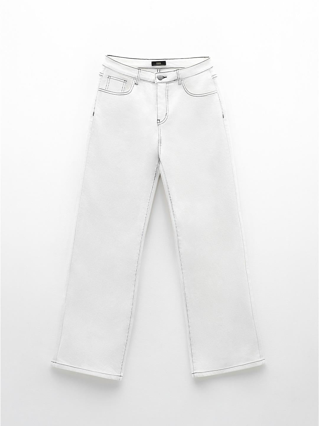 Eleh jeans bianco con cuciture in contrasto EL012 BIANCO ELEH 