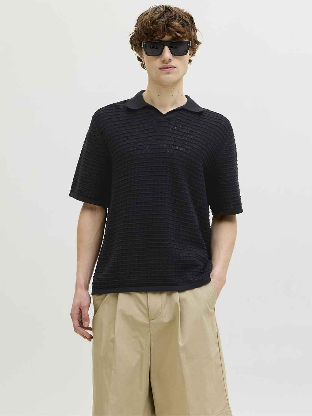 Jack & Jones polo nero in maglia 12291422 NERO JACK & JONES 