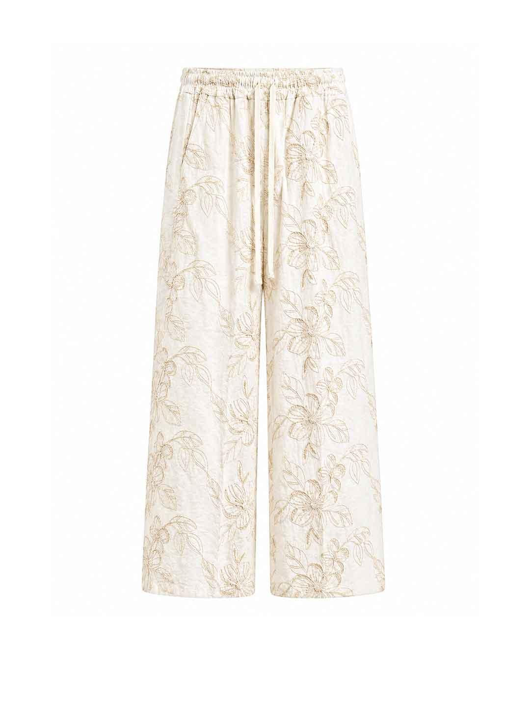 All Or Nothing Ibiza pantalone panna con ricami IBIZA PANTALONI PANNA ALL OR NOTHING 