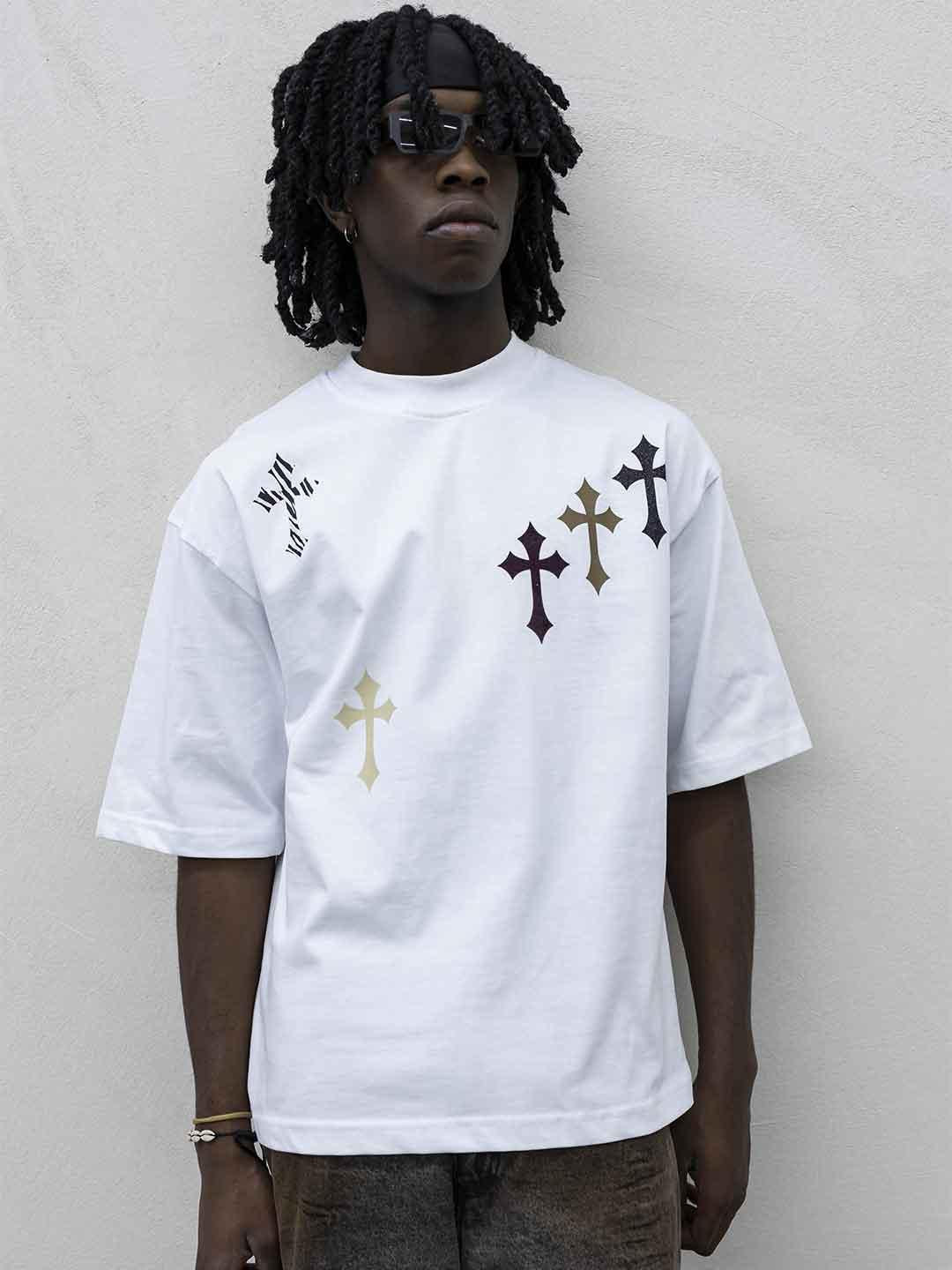 Tokyo t-shirt bianco con croci RB003 BIANCO TOKYO 