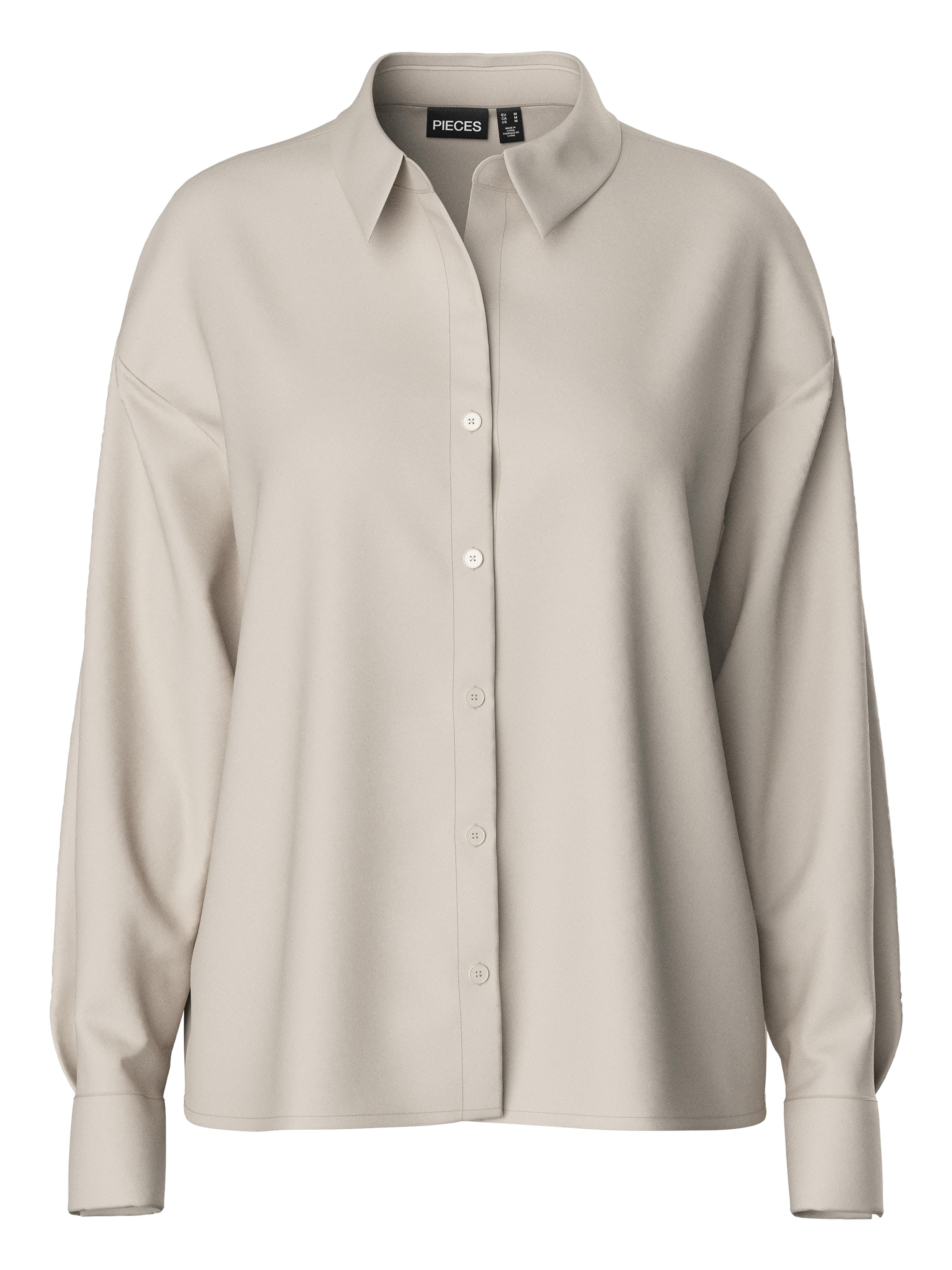 Pieces camicia beige basic 17146430 BEIGE PIECES 