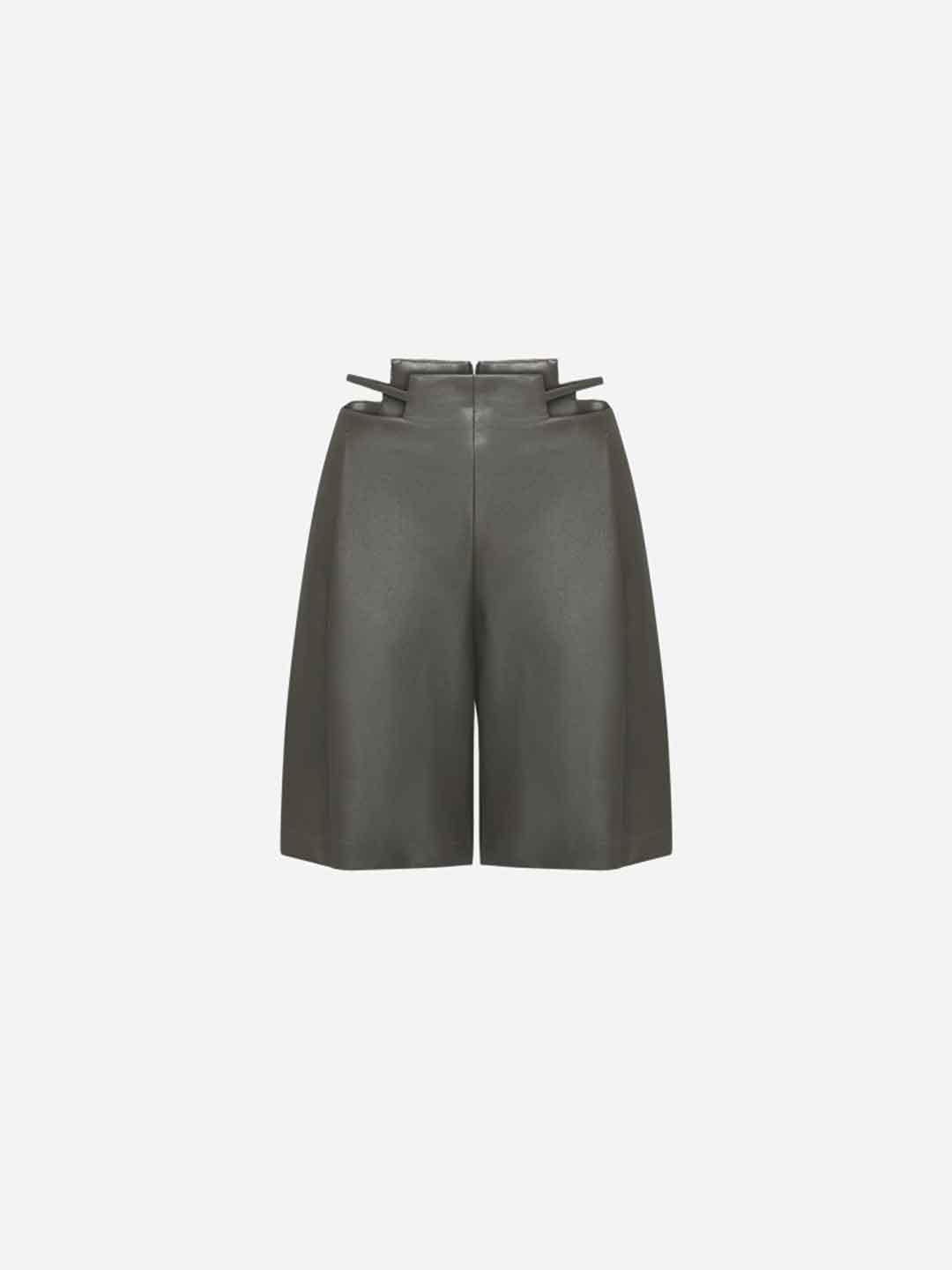 Silence Eco Cut shorts verde in pelle cut-out PA2215 VERDE SILENCE 