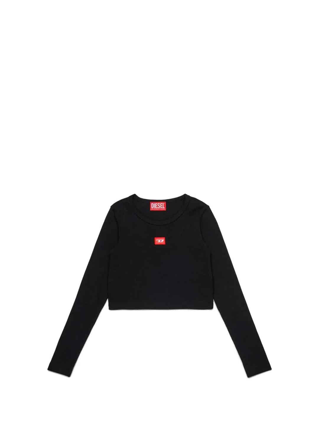 Diesel Tballetd t-shirt nero a costine J02452 KYAZY NERO DIESEL 