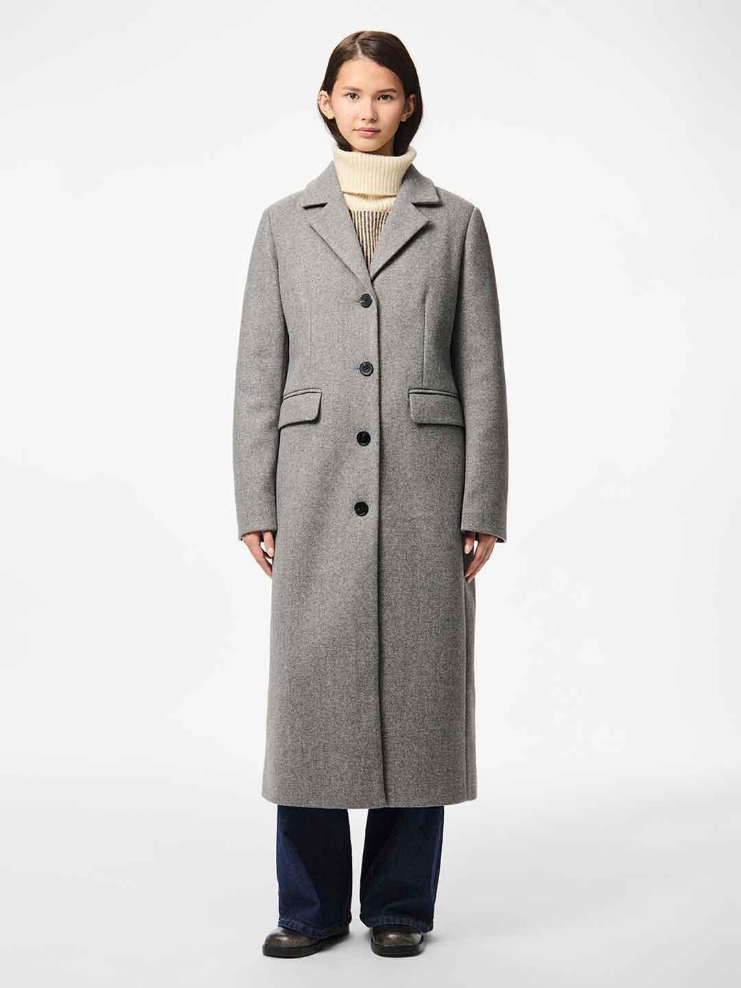 Pieces cappotto grigio lungo 17158943 GRIGIO PIECES 