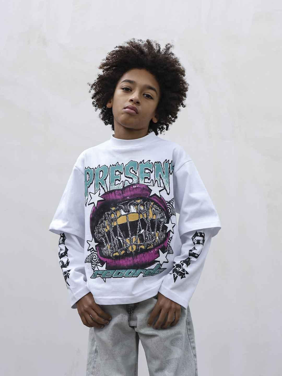 Present Day t-shirt kids bianco con stampa PRB007 BIANCO PRESENT DAY 